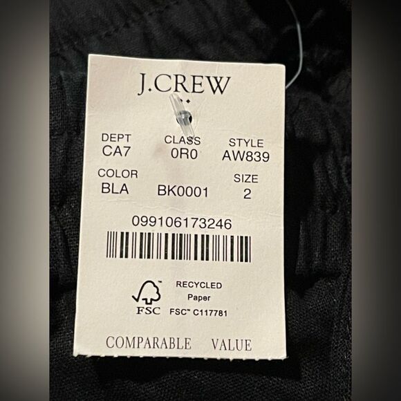 J Crew Factory Linen-cotton Blend Drawstring Pant Size 2 in Black NWT - Picture 4 of 8